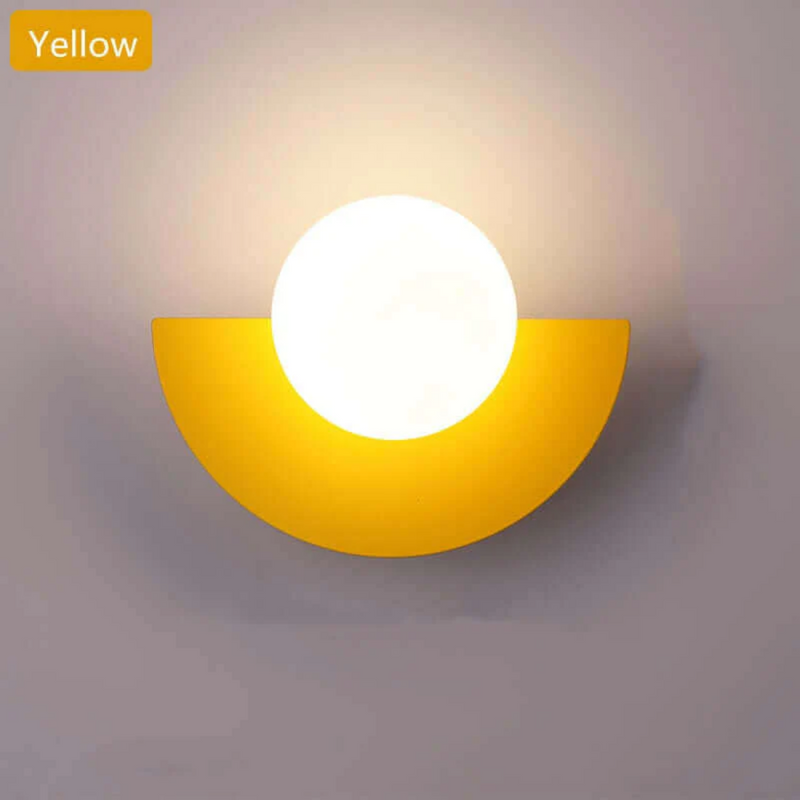 Gelbe Wandleuchte, halbkreisförmig, modernes Design, LED-Licht, Innenbeleuchtung.
