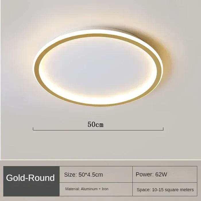 Runde LED-Deckenleuchte, 50cm, 62W, Aluminium, Eisen, warmweiß, für 10-15m² Räume.