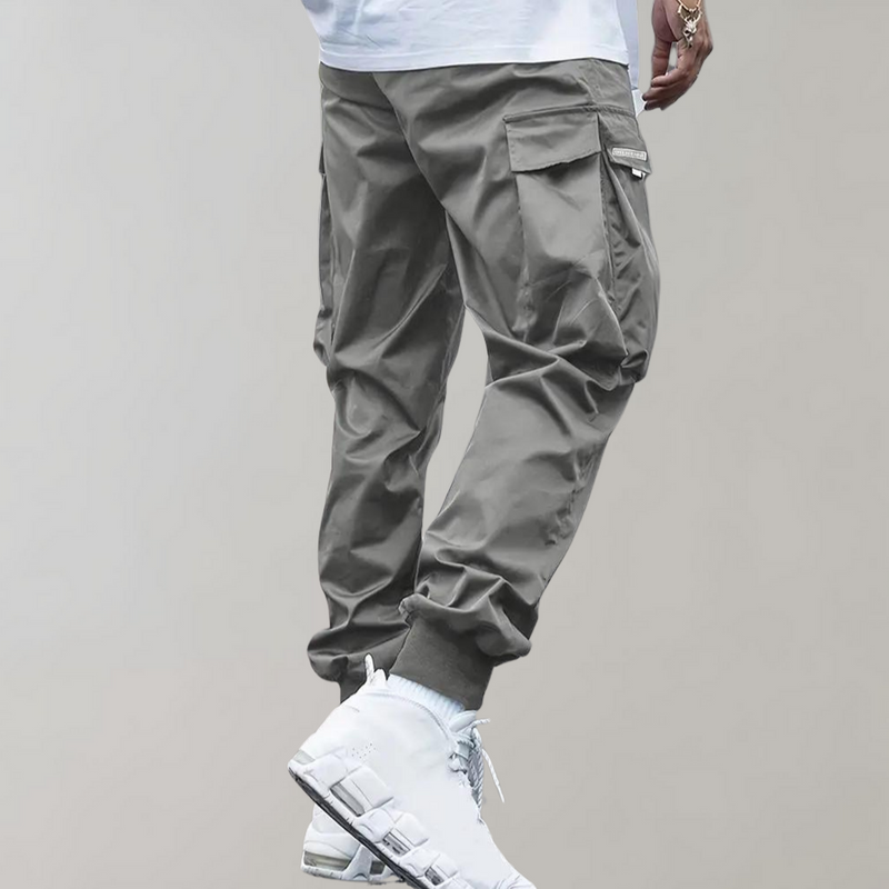 Graue Cargohose für Herren, lässig, mit Taschen, Streetwear, Baumwolle, modisch.