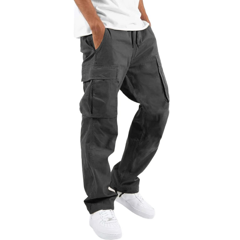 Graue Cargo-Hose Herren, lässig, Baumwolle, mit Taschen, ideal für Freizeitmode.