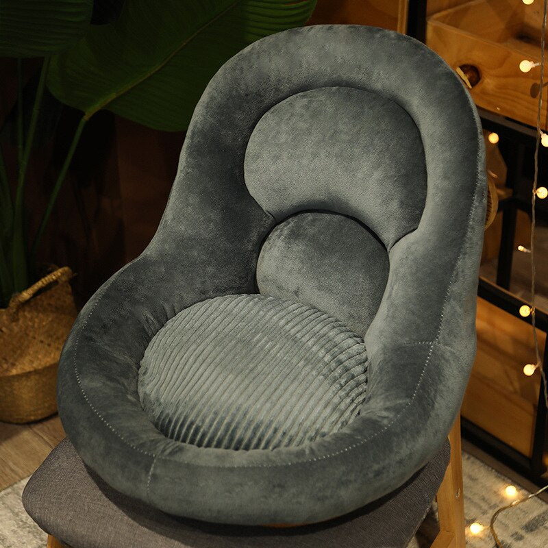 Grauer Samt-Sitzsack-Stuhl, ergonomisch, gemütlich, Wohnzimmermöbel, modernes Design.