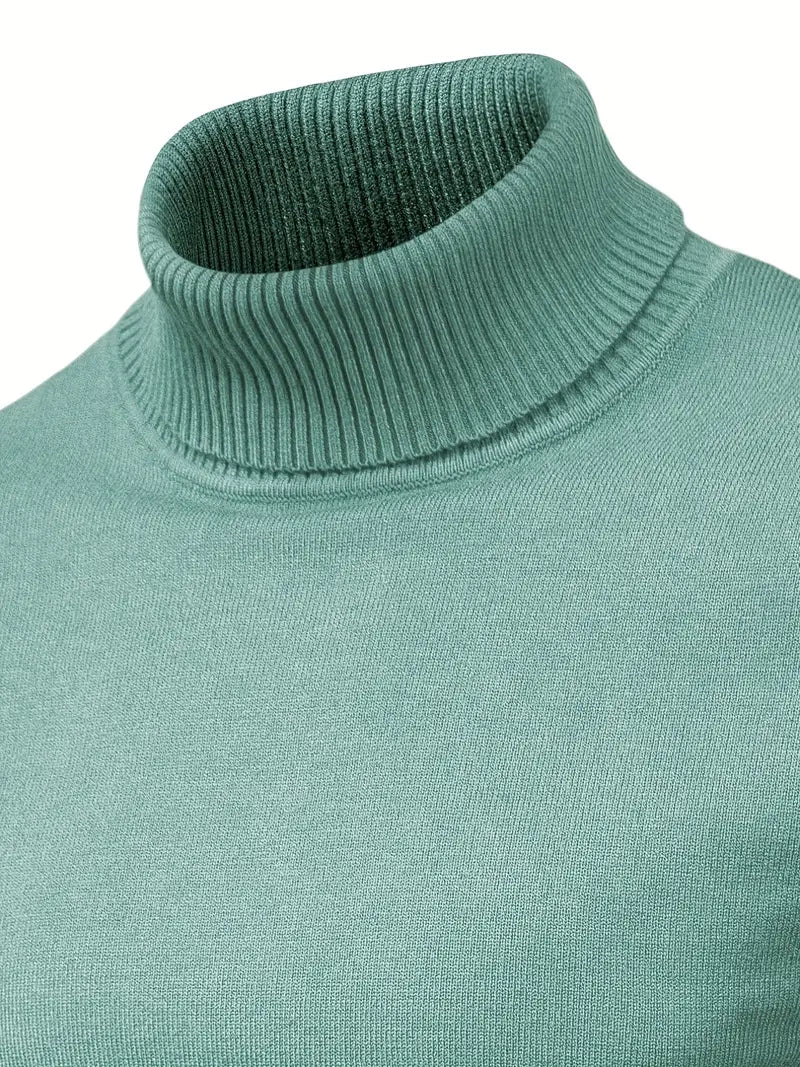 Grüner Rollkragenpullover aus Baumwolle, gestrickt, modisch, warm, für Damen und Herren.