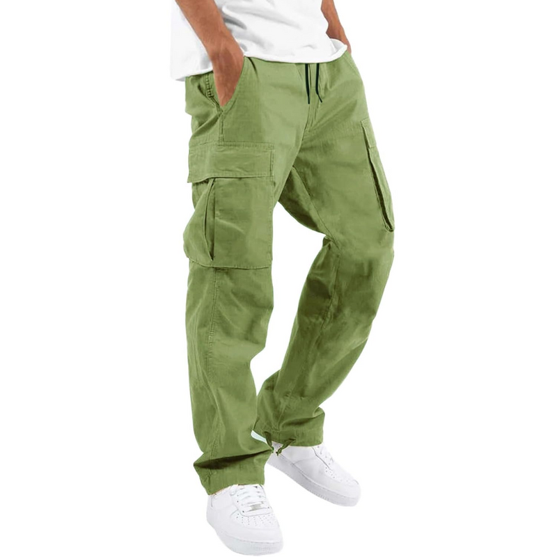 Grüne Cargo-Hose für Herren, Baumwolle, lässig, mit Taschen, ideal für Freizeitkleidung.