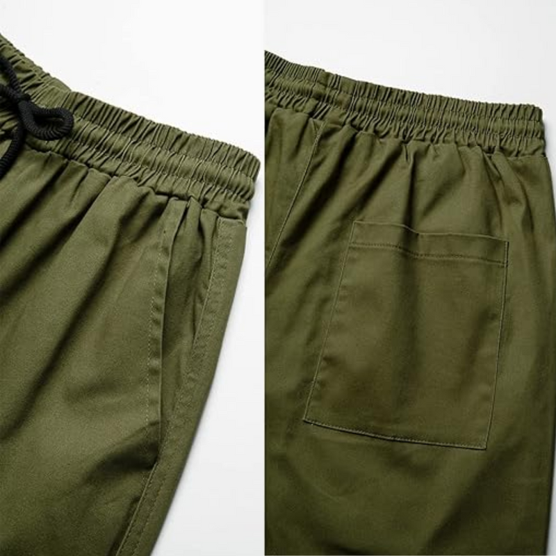 Grüne Jogginghose aus Baumwolle mit elastischem Bund und Tasche, Herrenmode, Freizeitkleidung.