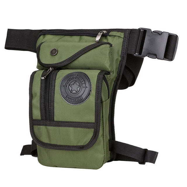 Grüne taktische Gürteltasche, Nylon, verstellbar, mit Reißverschluss und Schnalle.