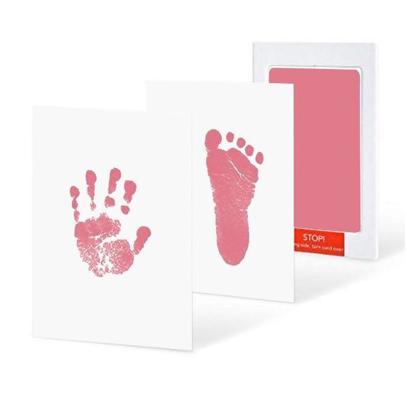 Umweltfreundliches Baby Hand- und Fußabdruck-Set, ungiftig, rosa Abdruck, Babygeschenk.