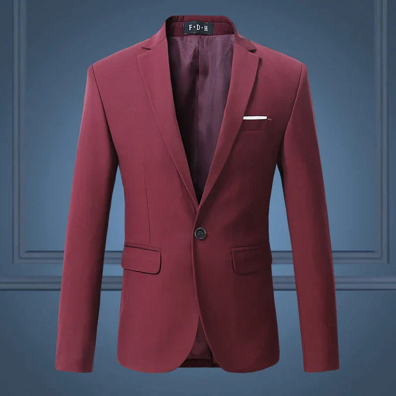 Bordeaux Herrenanzug, Slim Fit, einreihig, Business-Casual, hochwertig, modisch.
