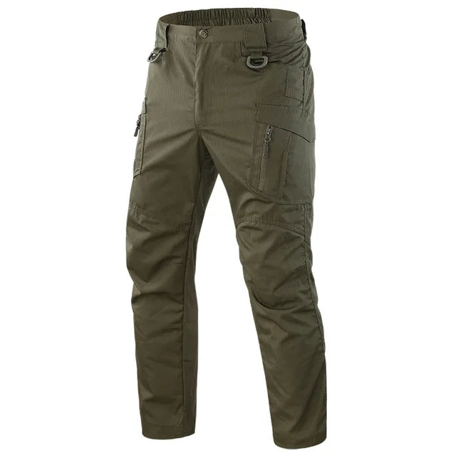 Grüne taktische Herrenhose, wasserdicht, mit mehreren Taschen, strapazierfähig, für Outdoor.