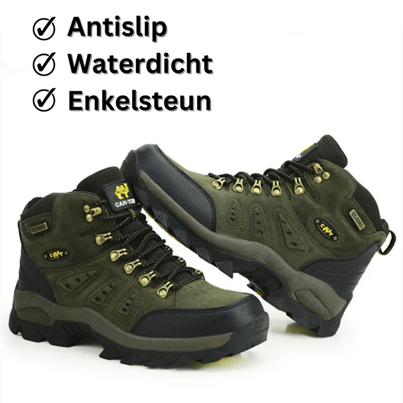 Grüne wasserdichte Wanderschuhe, rutschfest, mit Knöchelstütze, Outdoor-Boots.