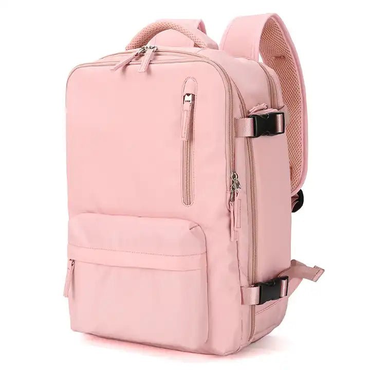 Rosa Rucksack, Laptopfach, wasserabweisend, Unisex, ideal für Schule und Reisen.