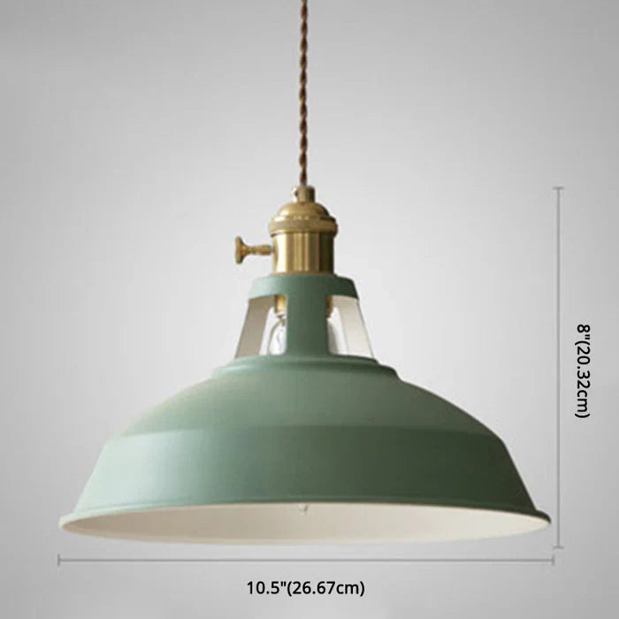 Grüne industrielle Hängelampe aus Metall, Vintage-Stil, 26,67 cm Durchmesser, 20,32 cm Höhe.