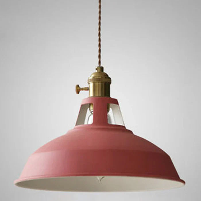 Rosa Industrielampe aus Metall, Vintage-Hängeleuchte, Retro-Design, E27-Fassung.