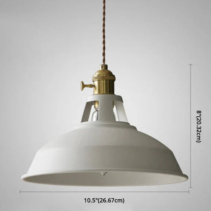 Industrielle Hängelampe, weiß, Metall, Vintage-Stil, 26,67 cm Durchmesser, 20,32 cm Höhe.
