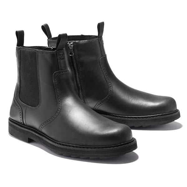 Schwarze Chelsea Boots aus Leder mit Reißverschluss, Herrenmode, elegant und zeitlos.
