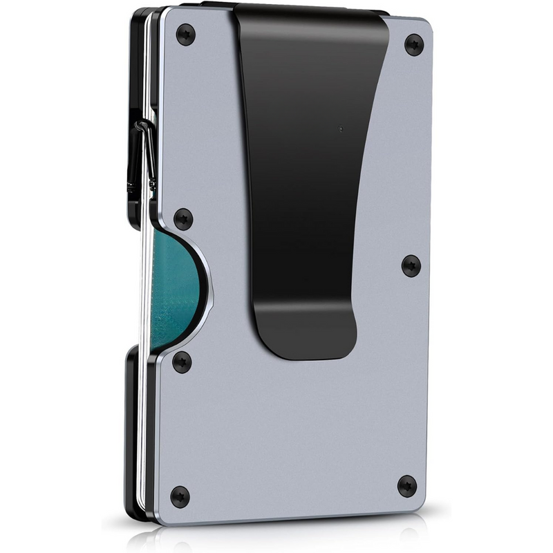 Metall-Geldbörse mit RFID-Schutz, silber, minimalistisches Design, Kartenhalter, Herrenaccessoire.