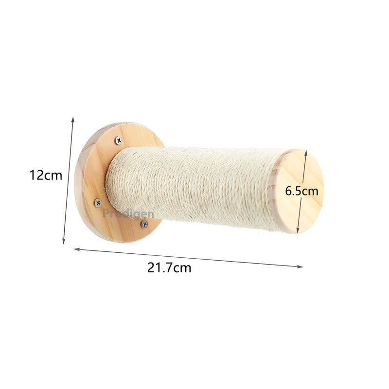Kratzbrett für Katzen, Wandmontage, Holz, Sisal, 21,7 cm Länge, 12 cm Durchmesser, Naturfarbe.