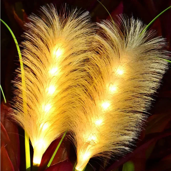 LED Pampasgras Lichterkette, warmweiß, dekorativ, batteriebetrieben, für Innen- und Außenbereich.