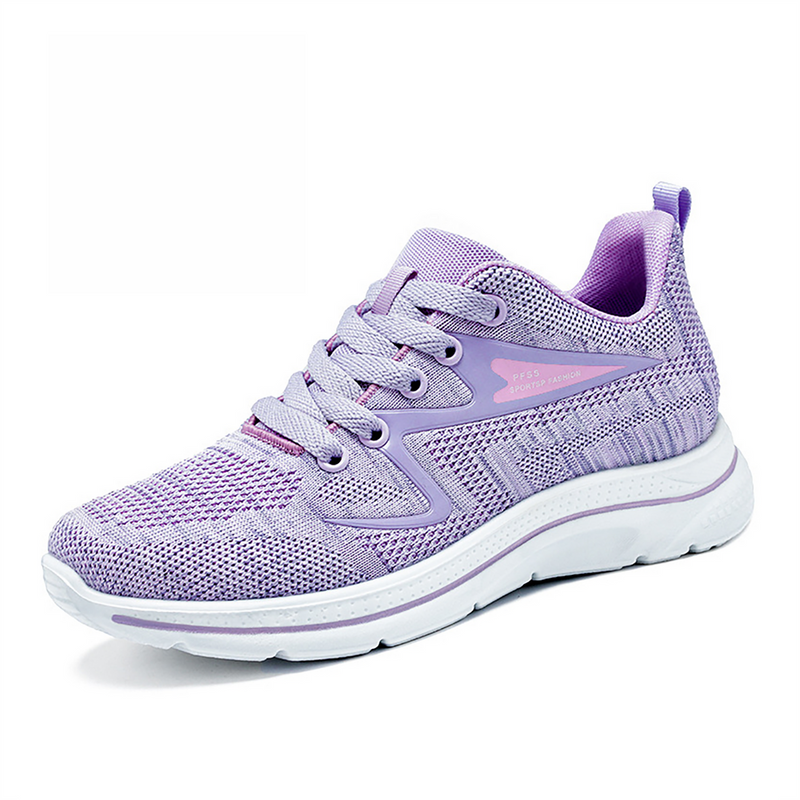 Lila Damen-Sneaker, atmungsaktiv, Mesh, sportlich, bequem, modisch, Freizeit-Schuh.