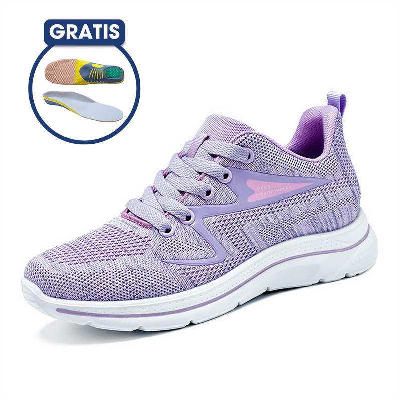Lila Damen-Sneaker, atmungsaktiv, mit gratis Einlegesohle, ideal für Sport und Freizeit.