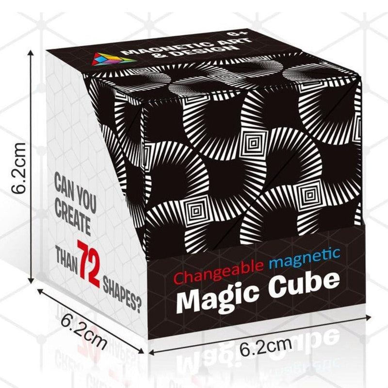 Magischer Würfel, wechselbar, magnetisch, schwarz-weiß, 6,2 cm, Puzzle-Spielzeug.