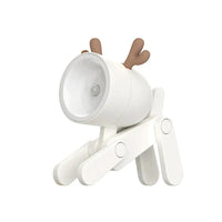 Weiße LED-Tischlampe in Rentierform, modernes Design, Kinderzimmer-Dekoration.