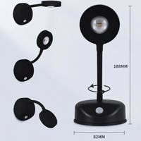 Schwarze LED-Tischlampe, verstellbar, modern, 188mm hoch, ideal für Büro oder Zuhause.