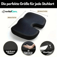 Orthopädisches Sitzkissen, schwarz, ergonomisch, rutschfest, waschbar, für Bürostühle.