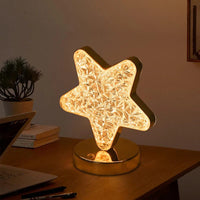 Sternförmige LED-Tischlampe, gold, Kristalloptik, dekorative Beleuchtung, modernes Design