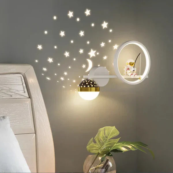 Wandleuchte Kinderzimmer Mond Sterne Design, LED, modern, dekorativ, warmweiß, Nachtlicht.
