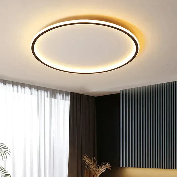 Moderne runde LED-Deckenleuchte, dimmbar, energiesparend, für Wohnzimmer, weißes Design.