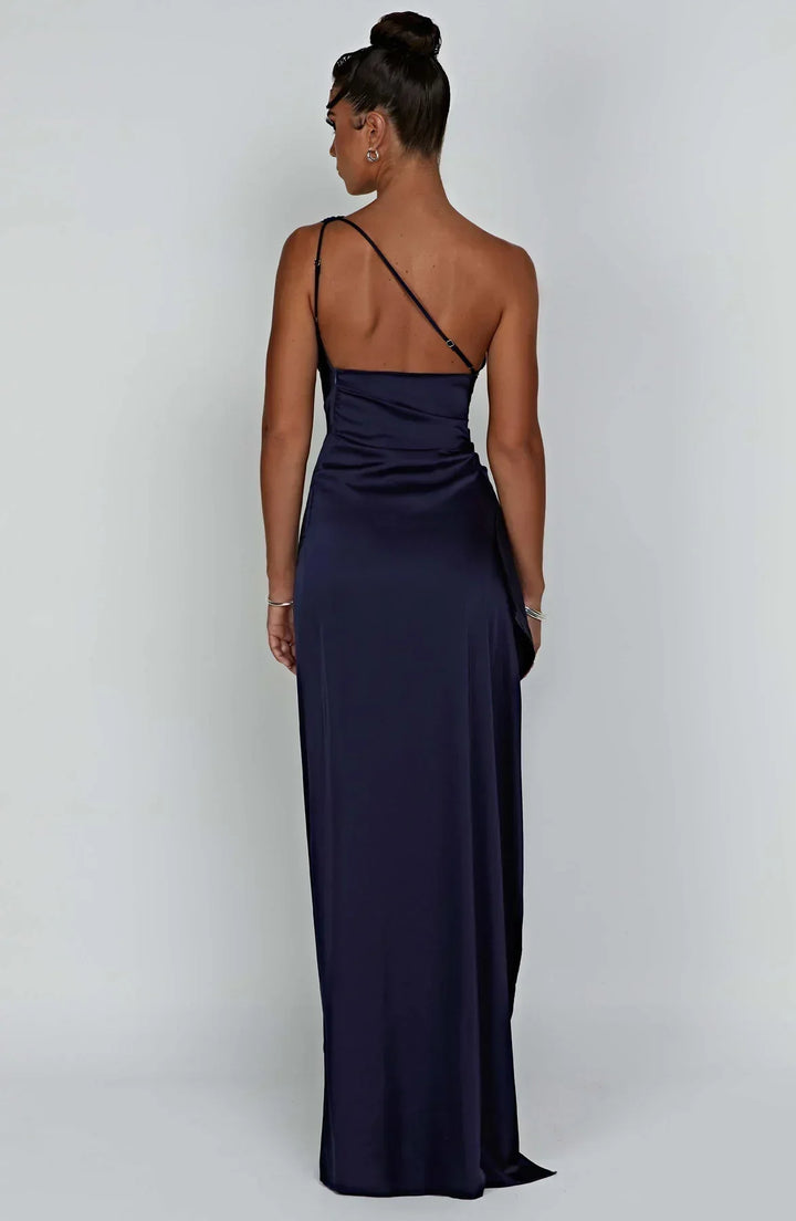 Satinstreifenabendkleid mit einem Schulterträger - Vivienne