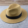 Strohhut mit schwarzem Band, Sommerhut, Unisex, modisch, ideal für Strand und Freizeit.