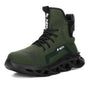 Grüner Sneaker mit schwarzer Sohle, atmungsaktives Mesh, sportlich, modisch, Herren-Sportschuh.