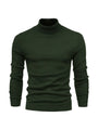 Dunkelgrüner Rollkragenpullover Herren, Strick, warm, modisch, Winterkleidung, elegant.