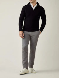 Schwarzer Kaschmir-Zip-Pullover, Herrenmode, Made in Italy, eleganter Stil, Luca Faloni.