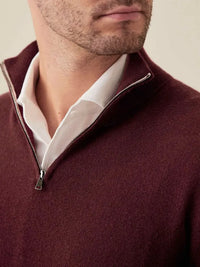 Lava-roter Kaschmir-Pullover mit Reißverschluss, Herrenmode, Made in Italy.
