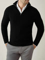 Schwarzer Kaschmir-Pullover mit Reißverschluss, Herrenmode, elegant, aus Italien, Luca Faloni.