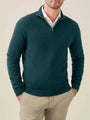 Grüner Kaschmir-Pullover mit Reißverschluss, Herrenmode, italienisches Design, Luca Faloni.