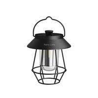 Schwarze Retro-Laterne aus Metall, LED, tragbar, für Garten oder Camping.