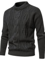 Dunkelgrauer Strickpullover, Zopfmuster, Herrenmode, warm, elegant, Winterkleidung.