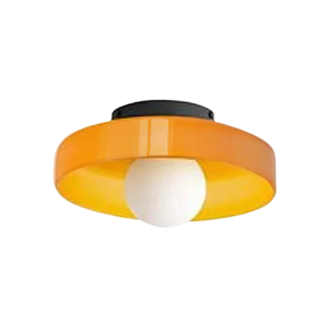 Moderne Deckenleuchte, orange, rund, Glas, LED, Innenbeleuchtung, stilvolles Design.