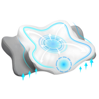 Ergonomisches Nackenkissen, weiß-grau, mit Kühltechnologie und Luftzirkulation, für besseren Schlaf.