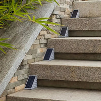 Solarlampen für Treppen, LED, wetterfest, energiesparend, Außenbeleuchtung, Steinoptik.