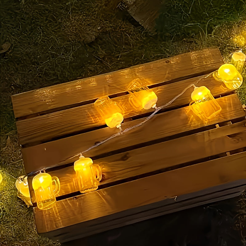 2 Stück LED Bierkrug Lichterkette – LichterBier Oktoberfest 2025