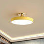 Gelbe Deckenleuchte aus Metall, modern, rund, LED, für Wohnzimmer oder Bürobeleuchtung.