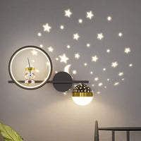 Wandleuchte Kinderzimmer Astronaut, LED, Sterne, Mond, Nachtlicht, modernes Design, Wanddeko