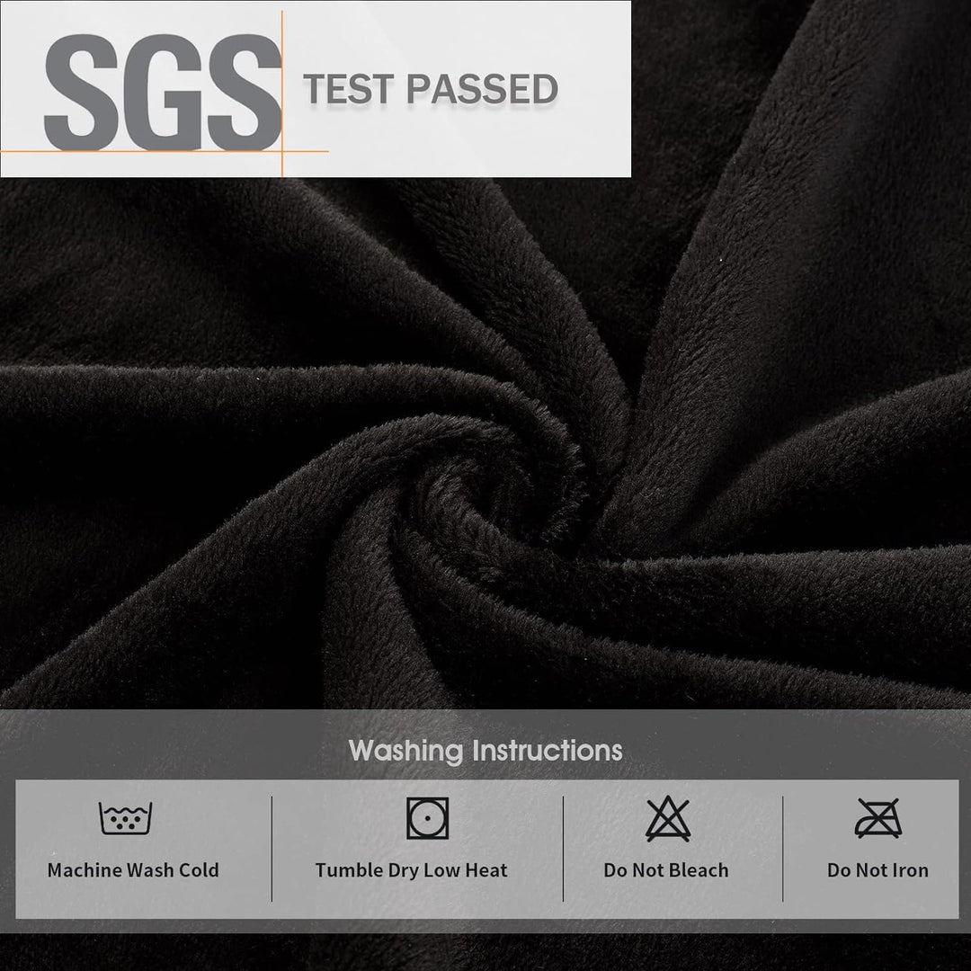 Schwarze Fleece-Decke, SGS-geprüft, maschinenwaschbar, pflegeleicht, weich, warm.
