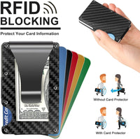 RFID-blockierende Geldbörse aus Kohlefaser mit Geldklammer, schlankes Design, Kartenetui.