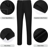 Schwarze Herrenanzughose, elastischer Stoff, sichere Reißverschlussknopf, exquisite Taschen.
