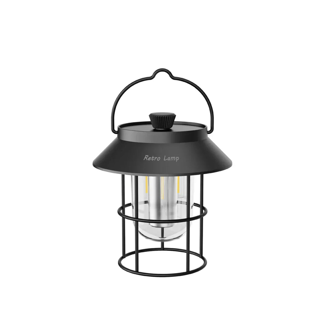 Schwarze Retro-Laterne aus Metall, tragbar, für Gartenbeleuchtung, Vintage-Design.